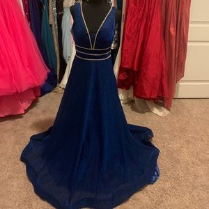 Ricarica Royal Blue Glitter Formal Gown